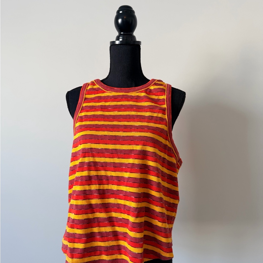 Anthropologie Red and Yellow Striped Tank Top